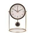 Elegant Desk Clock with Brass Stand and Black Accents