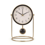 Elegant Desk Clock with Brass Stand and Black Accents
