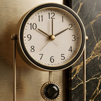 Elegant Desk Clock with Brass Stand and Black Accents