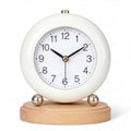 Modern Round Desk Clock with Wooden Base