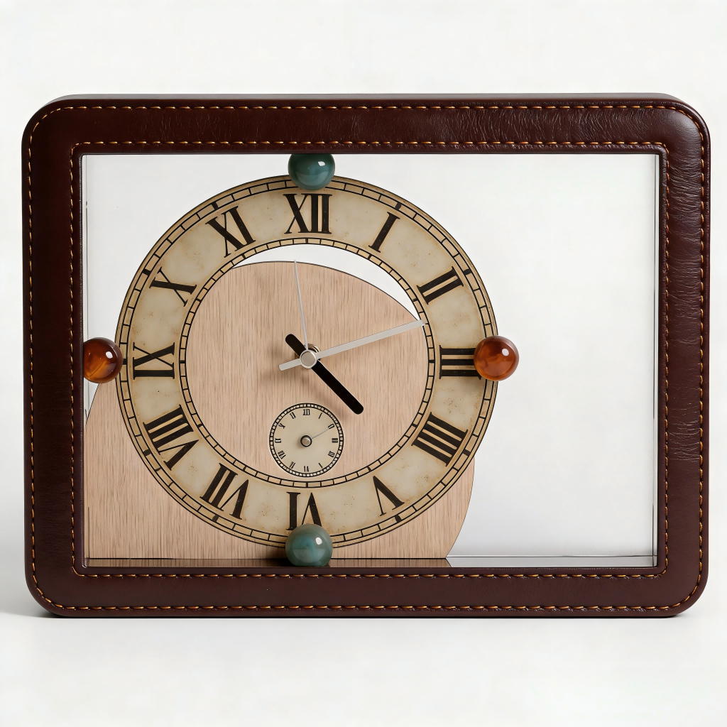 Luxury Leather-Bound Desk Clock