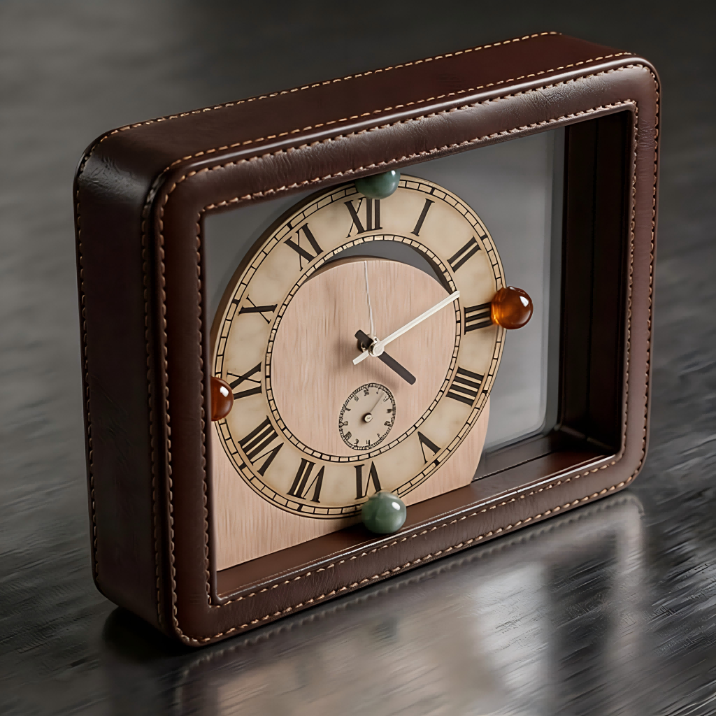 Luxury Leather-Bound Desk Clock