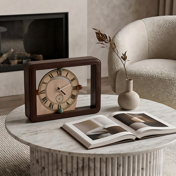 Luxury Leather-Bound Desk Clock