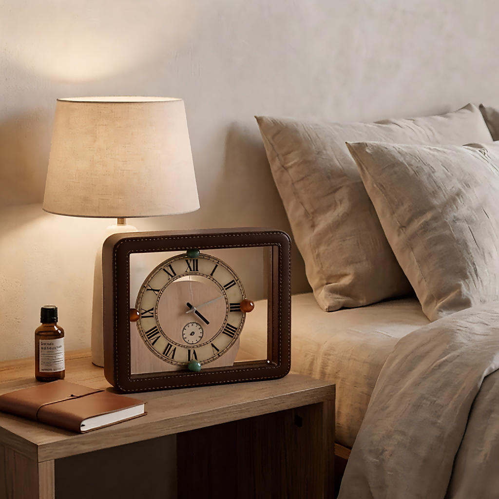 Luxury Leather-Bound Desk Clock