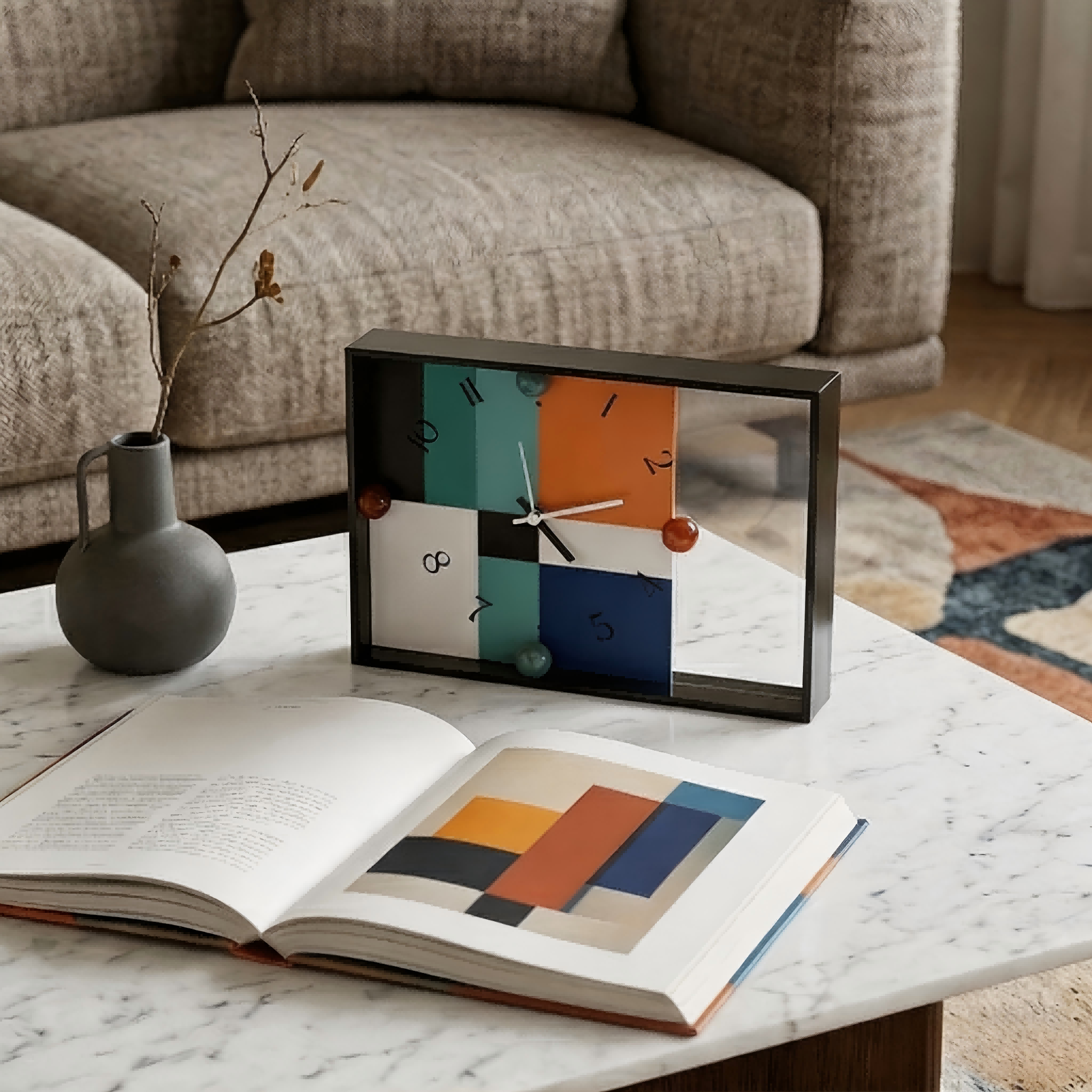 Contemporary Color Block Desk Clock