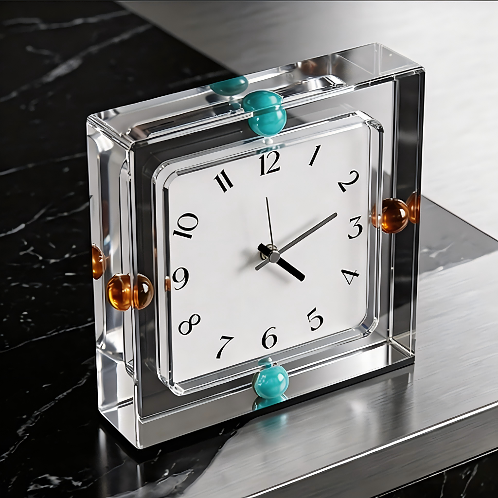 Modern Square Glass Desk Clock