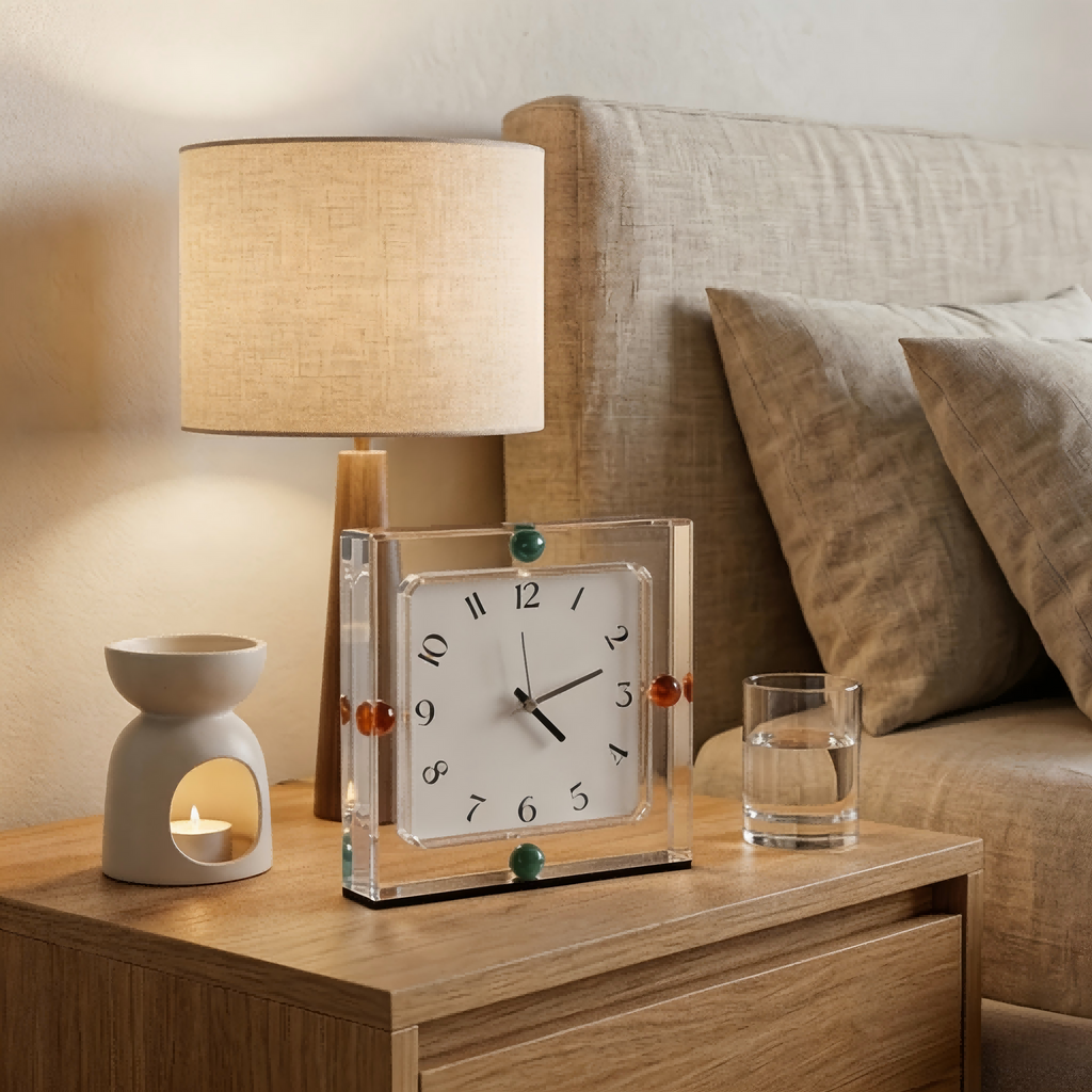 Modern Square Glass Desk Clock
